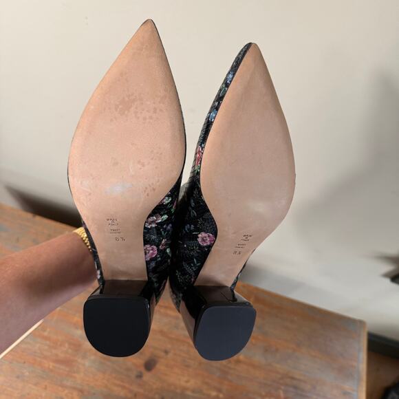 Butter Italy Butter Shoes Black Floral Ankle Bootie 8.5 Pointy Snake Embossed - Picture 7 of 11